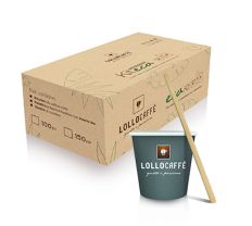 Kit Ecologico 150 Bicchieri, Palette e Zucchero per Degustazione Caffè